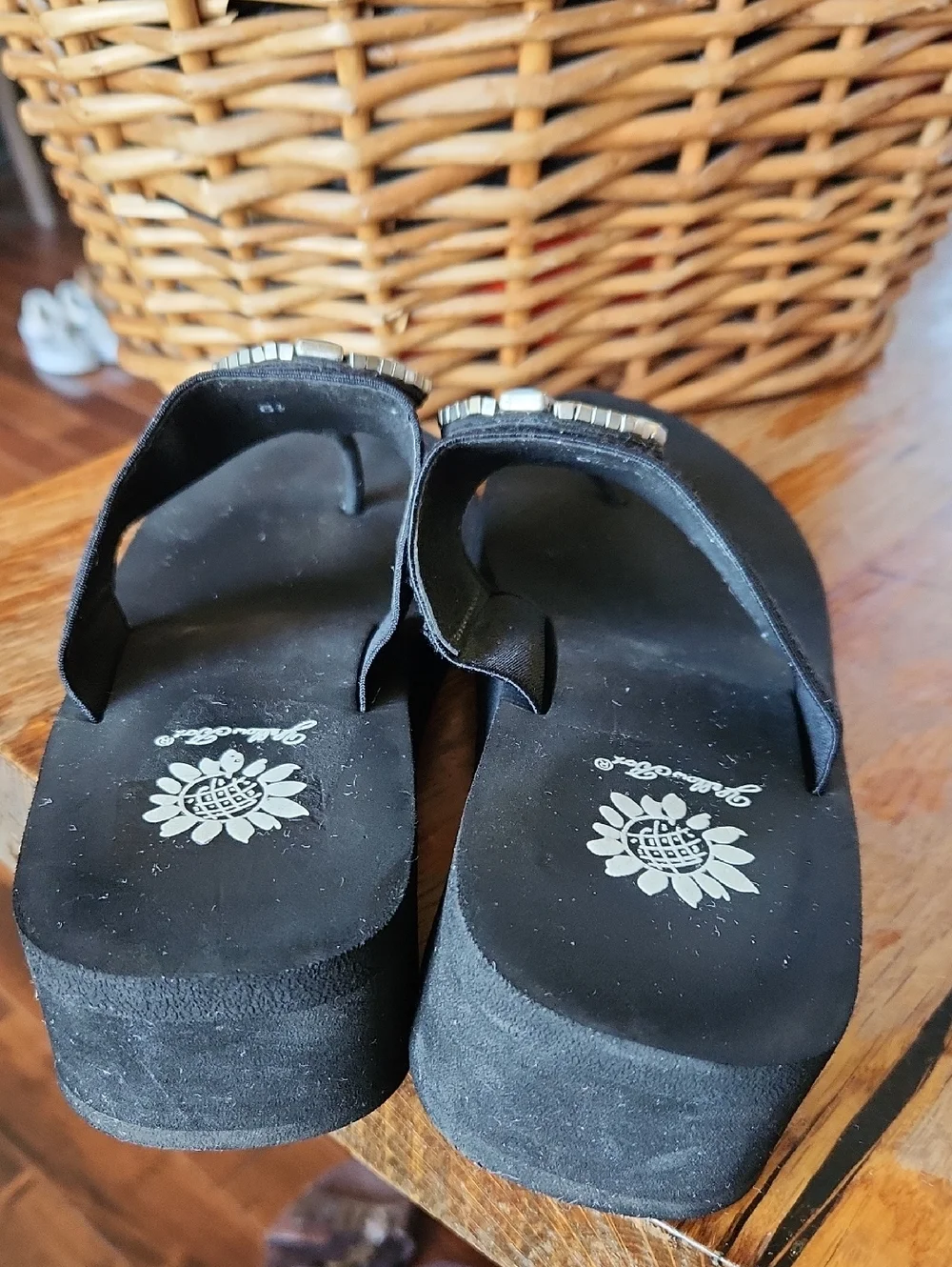 Yellow Box Platform Sandals Blue‎ Silver Embellished Thong Sandals sz 6.5 - Picture 4 of 10